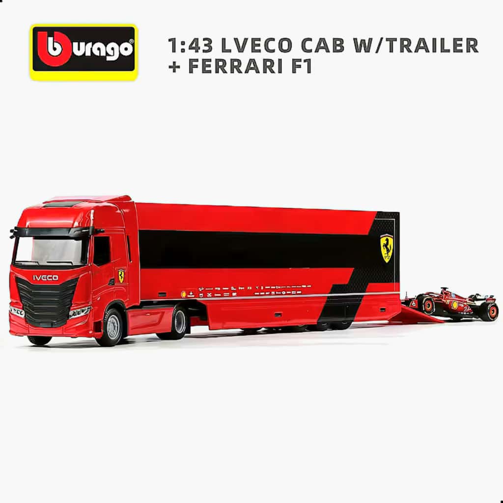 Machetă Iveco Fiat Transporter Ferrari F1 1:43 Bburago 1 Machetă Iveco Fiat Transporter Ferrari F1