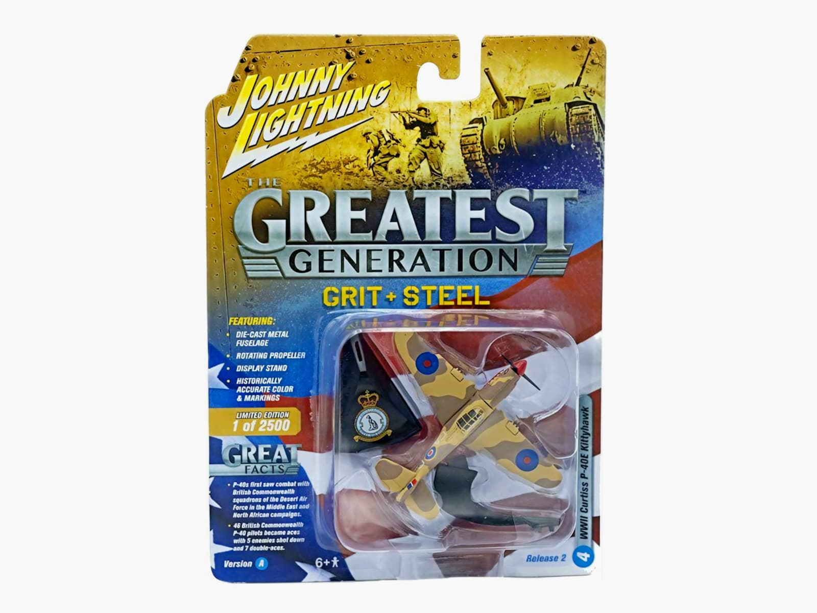 Macheta WWII British Curtiss P-40E Kittyhawk "Battle Scarred" 1:64 GreenLight - Limited Edition 1 British Curtiss P-40E Kittyhawk