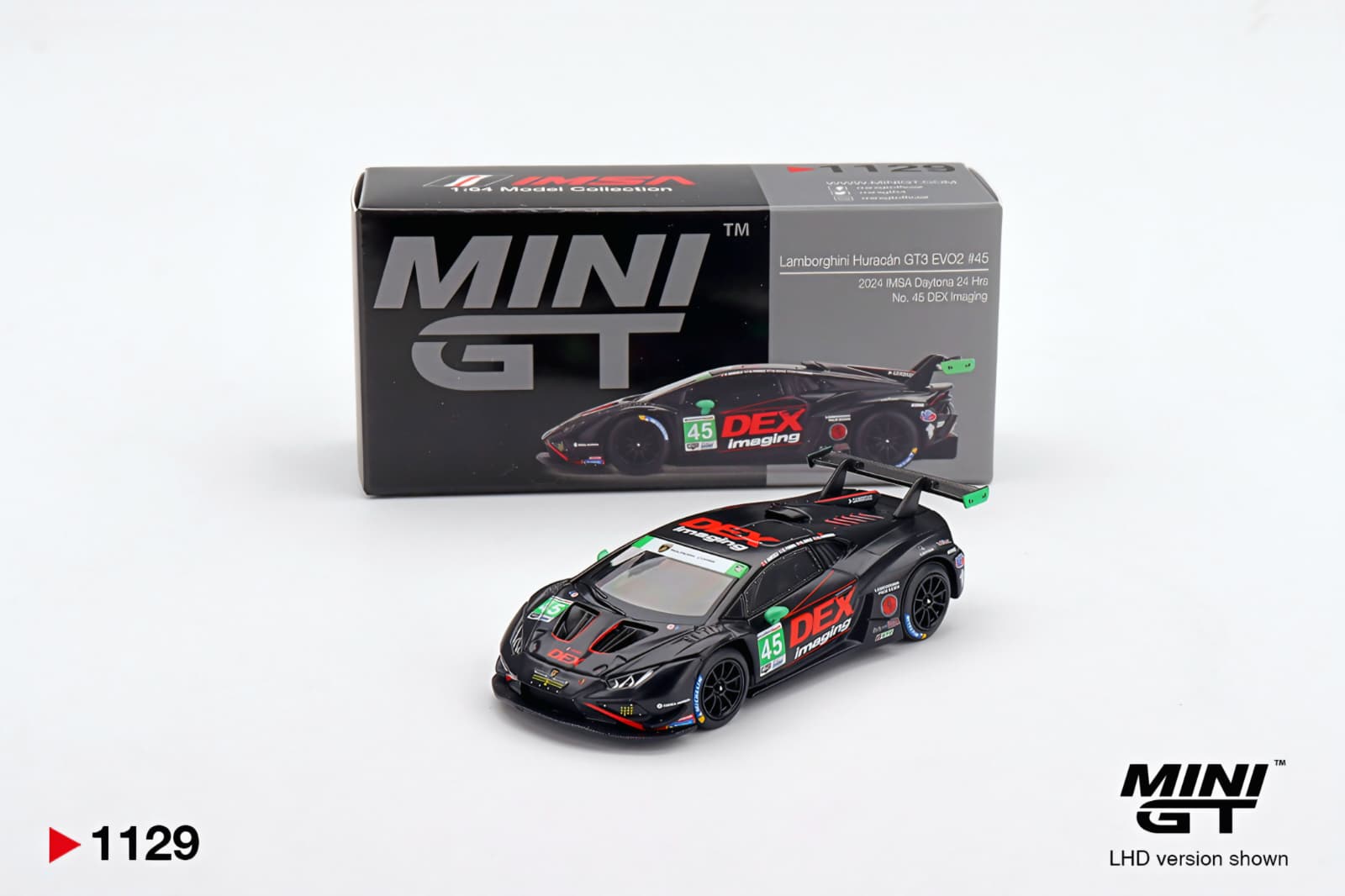 Macheta Lamborghini Huracán GT3 EVO2 #45 DEX Imaging 1:64 Mini GT (MGT01129) 1 Lamborghini Huracán GT3 EVO2