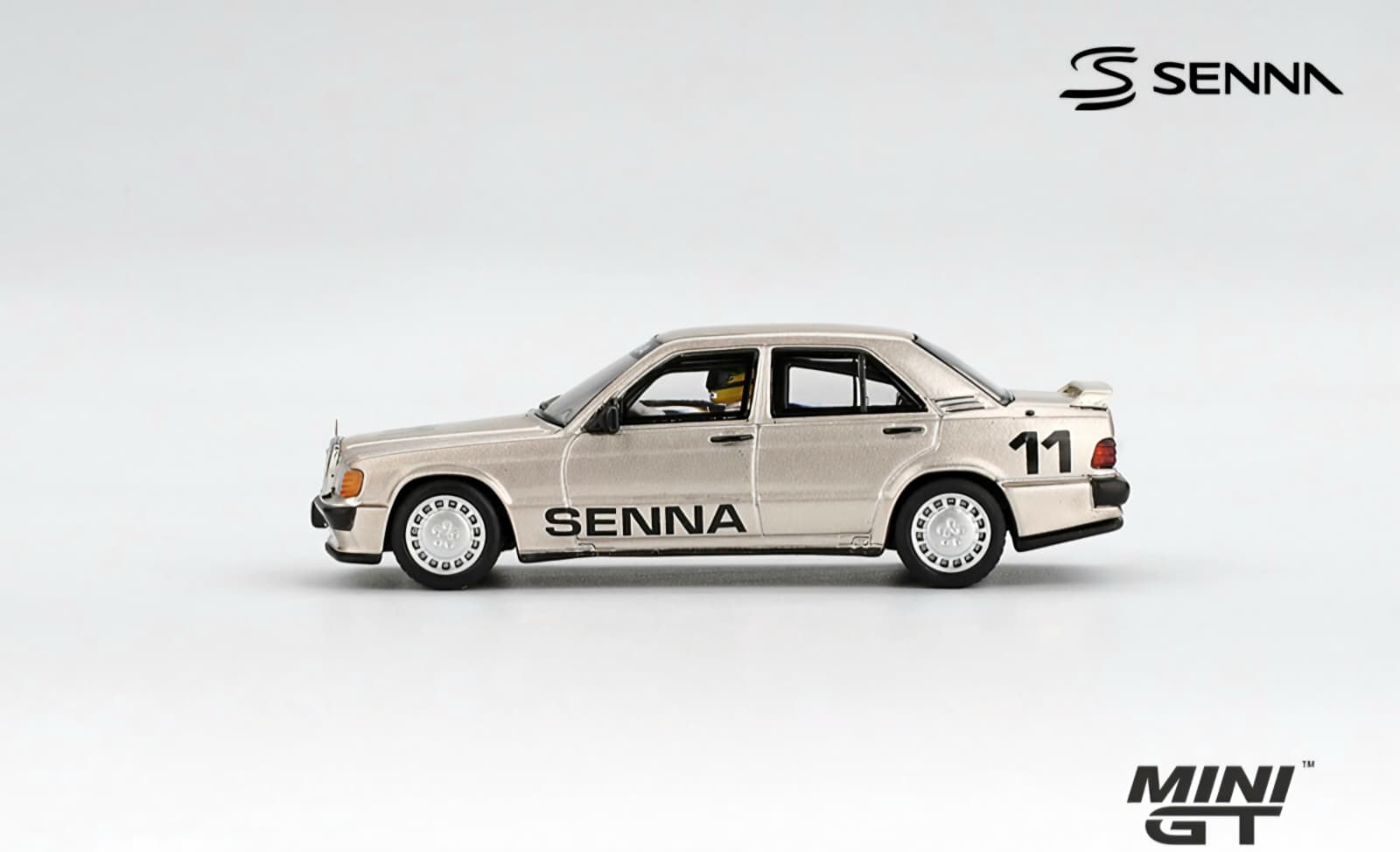 Macheta Mercedes-Benz 190E 2.3-16 #11 Ayrton Senna 1:64 Mini GT Blister Pack 4 Macheta Mercedes-Benz 190E 2.3-16 #11 Ayrton Senna 1:64 Mini GT Blister Pack - imagine 4