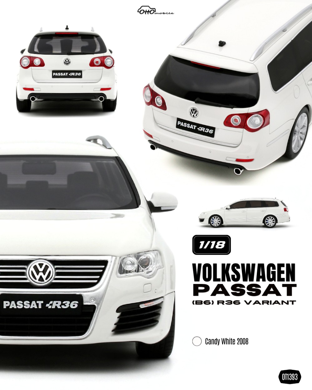 Machetă Volkswagen Passat (B6) R36 Variant 1:18 Otto Models Candy White 1 passat b6 r32