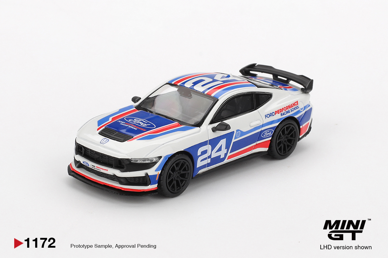Macheta Ford Mustang Dark Horse #24 Ford Performance Racing School 1:64 Mini GT